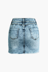 Ausgefranster Jeansrock mit Reißverschlusstasche